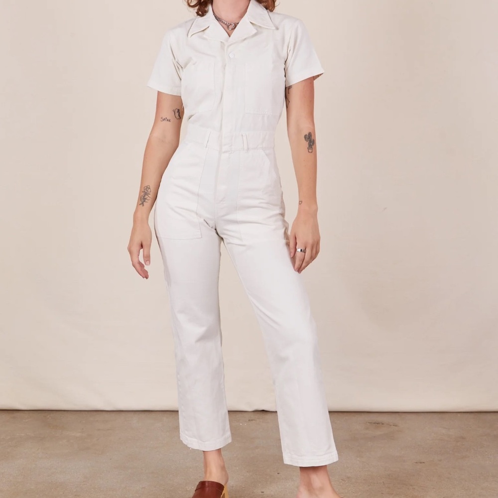 Off white/cream Big Bud Press Short Sleeve Jumpsuit
